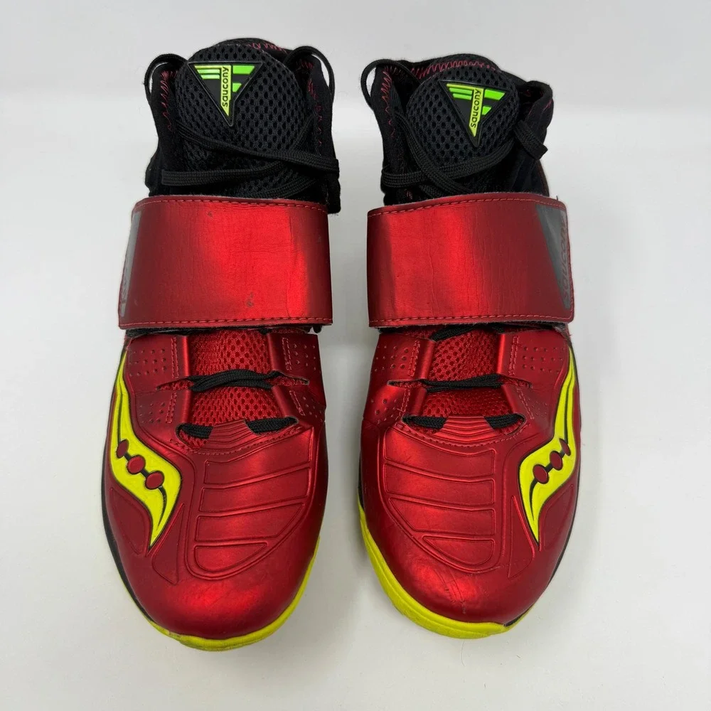 Saucony Lanzar Jav 2 Men 8 Red Citron Javelin Track Field Spikes S29038-1